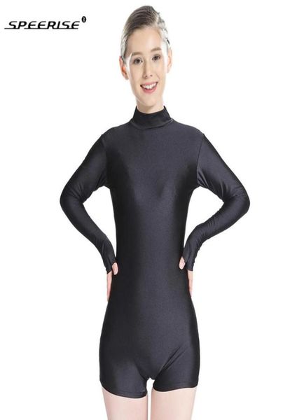 

dance gymnastic unitard turtleneck neck women039s long sleeve with thumb biketards costume short ballet unitards2049175, Black;red
