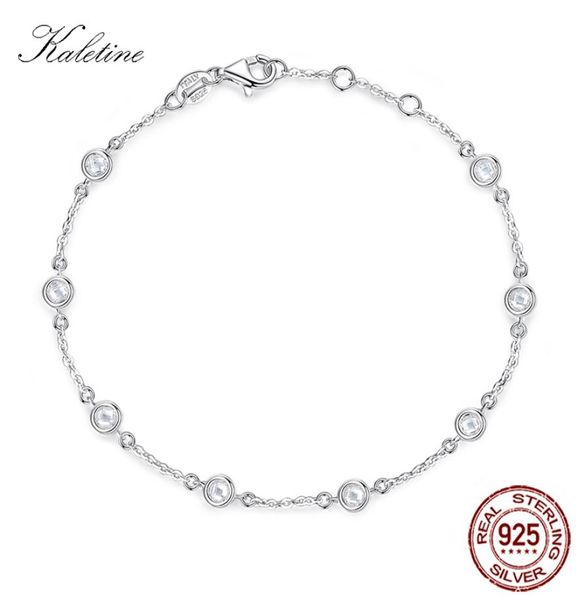 

kaletine women bracelet 925 sterling silver clear cz custom bracelets for women white gold color charm pride jewelry kltb0966851374, Golden;silver