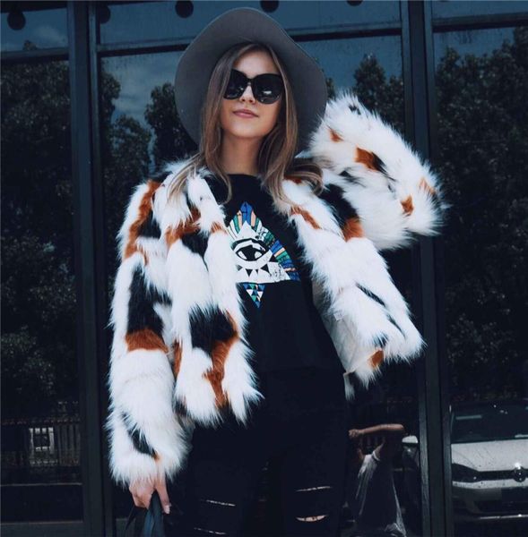 

lanshifei women faux fur coat fluffy jacket women winter new girlshort fur style parka lady club coat plus size winter coats5769415, Black