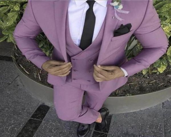 

mens violet suits with doublebreasted vest 3 pieces slim fit formal shawl lapel tuxedos groomman for party blazervestpants 5246252, White;black