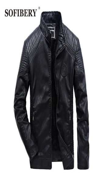 

whole sofibery pu leather jacket men solid color turndown collar casual jackets fashion male leather coats ql16994947267, Black