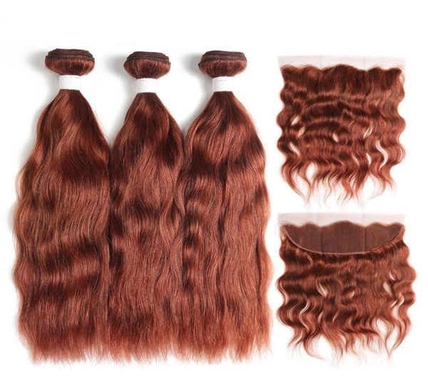 

pure color 33 natural wave remy human hair weaves 3 weaving bundles with 13x4 lace frontal1701916, Black;brown