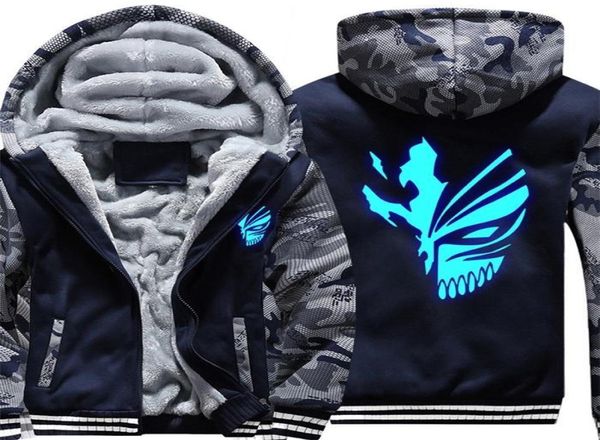 

fashionsize hoodie men anime bleach kurosaki ichigo hoodies coat winter fleece thicken luminous sweatshirts jacket79382247, Black