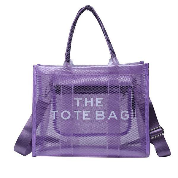 

fashion transparent pvc tote bag for women designer lady handbags luxury jelly shoulder crossbody bags casual summer beach purse2725, Black;red