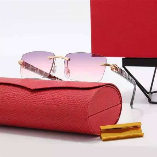 

man carti glasses designer sunglasses women fashion frameless rectangle coating buffalo horn sunglass uv400 evidence eyeglass wood309u, White;black