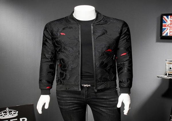 

homme vestes jacquard embroidered jacket spring autumn men bomber jacket fashion men slim casual streetwear 5xlm2352426, Black;brown
