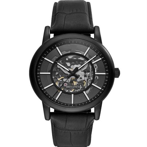 

new classic fashion men's watches automatic machine skeletal black leather men's watch ar60008 ar60009 ar60007 ar60006 f287p, Slivery;brown