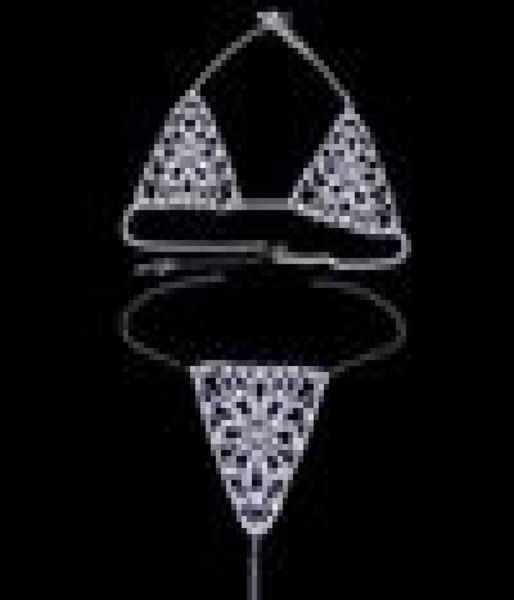 

other 2021 women crystal bikini set bling full rhinestone hollow out breast bra crops underpant night club body chain jew9212893, Slivery;golden