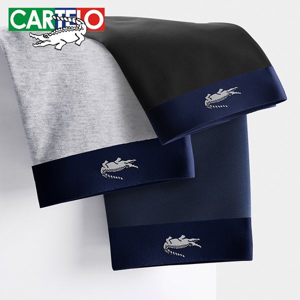 

underpants cartelo men boxers pure cotton sgraphene 3a grade antibacterial hort underwear moisture absorbent soft elastic 3pcs panties 23082, Black;white