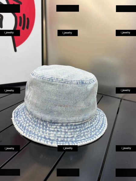 

fashion women fisherman's hat designer denim girl cap diamond letter decoration bucket hat wide brim hat #including brand box, Blue;gray