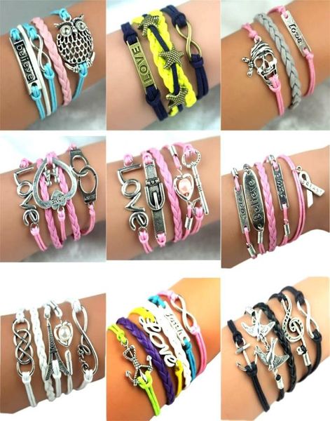 

whole 30pcslot women039s infinity charms bracelets chain mix styles metal rope wristbands bangle friendship party gifts br3831121, Golden;silver