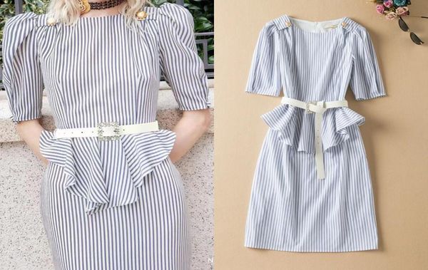 

highquality summer elegant striped printed faketwo piece dress4921831, Black