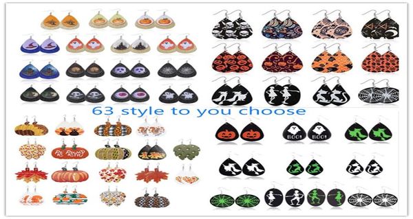 

halloween pumpkin earring pu leather drop earrings female thanksgiving pattern earring women vintage earring jewelry gifts 63 desi4278276, Red;brown