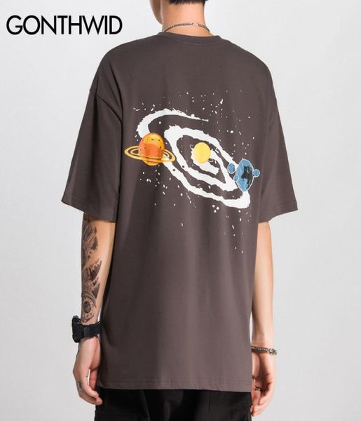 

gonthwid universe big bang print short sleeve tshirts streetwear hip hop casual t shirts men fashion summer hispter tees lj205048667, White;black