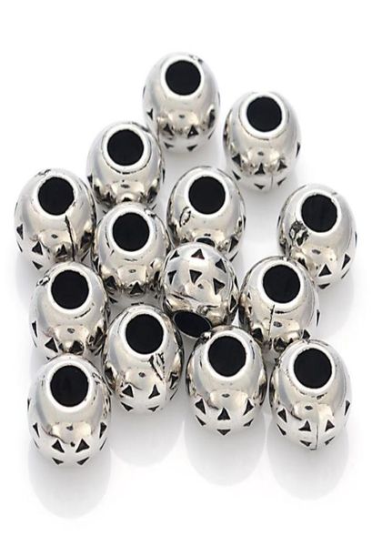 

300 pcs 6x10mm acrylic antique silver plated ccb large hole beads for women diy charm bracelet bangle jewelry making accessories4379661, Black