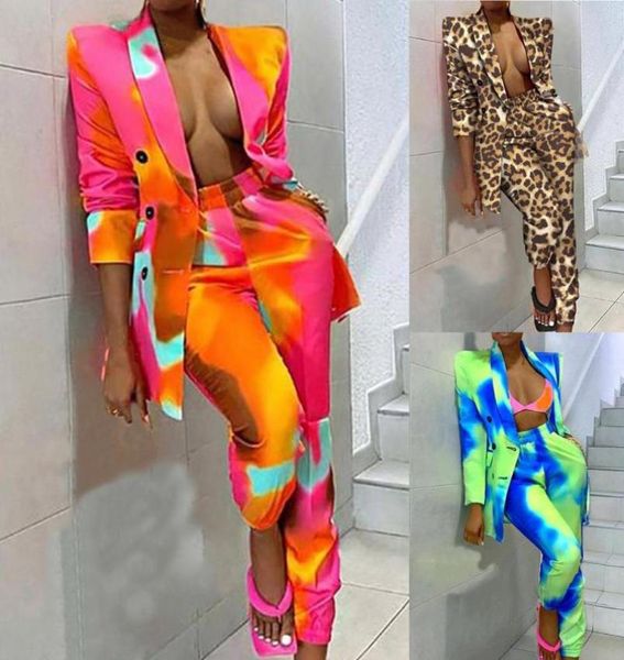 

women039s two piece pants gorgeous autumn women suit tie dye turndown collar elastic waist cardigan long sleeve2326920, White