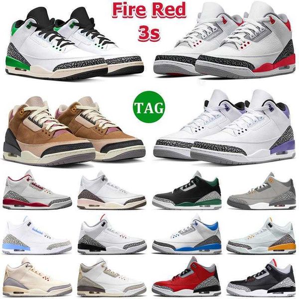 

3 retro basketball shoes men women 3s fire red dark iris cardinal neapolitan archaeo brown lucky pine green muslin desert elephant mens wome, Black