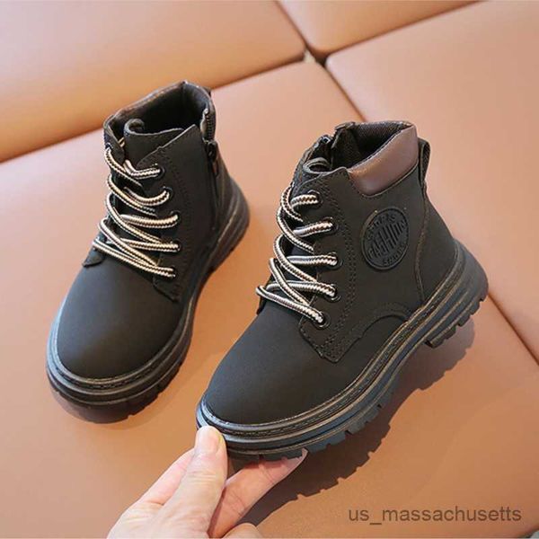 

boots baby autumn winter boots for boys soft leather waterproof short boots baby girls soft sole ankle boots infant walkers r230822, Black;grey
