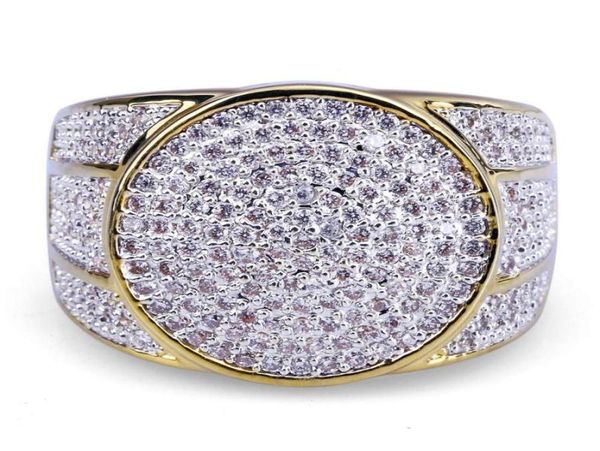 

18k gold plated big size hip hop rings luxury high grade bling cubic zirconia circle cluster ring fashion finger rings jewelry9315441, Golden;silver