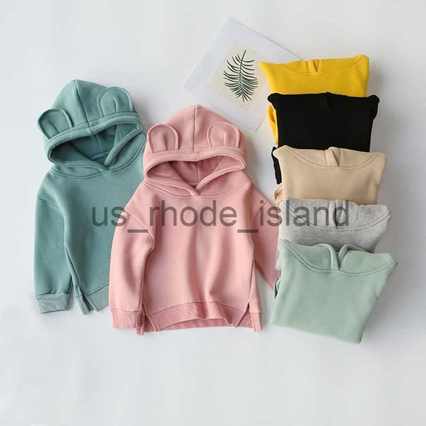 

hoodies sweatshirts warm hooded sweatshirts for kids boys girls autumn winter bears hoodies clothing toddler solid loose t-shirts pullover, Black