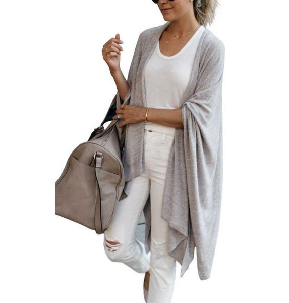

spring fall women cardigans casual long sleeve coats irregular bat sleeve cardigan jackets whole women clothing3028884, Tan;black