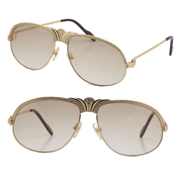 

whole selling diamond men metal sunglasses 18k gold vintage women glasses 1112613 smaller big stones c decoration for d297g, White;black