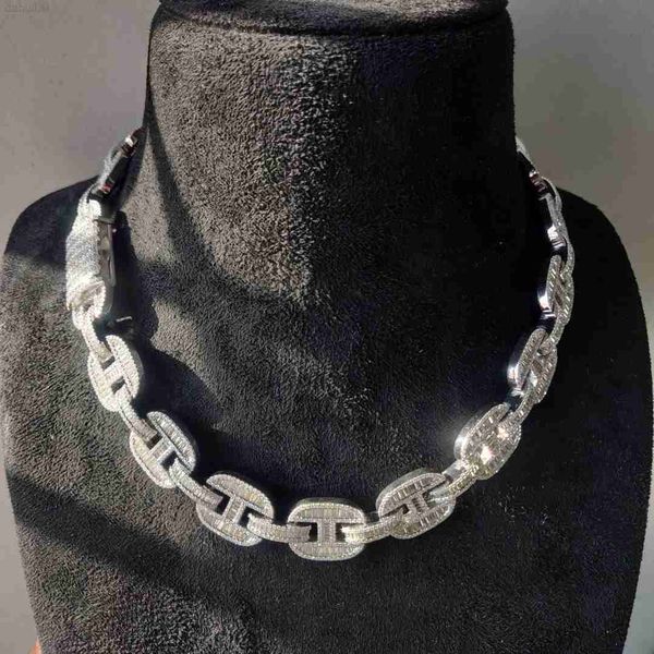 

full diamond white gold pendant necklace heavay layer chain necklace cuban chian big diamond, Silver