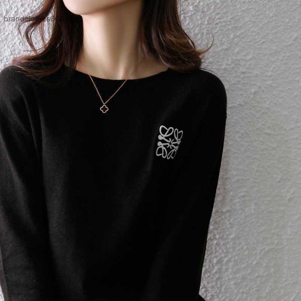 

23 new round neck sweater women's network worsted wool sweater korean version loose bottoming shirt01, Black