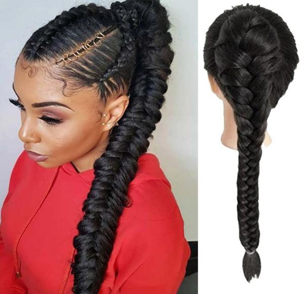 

synthetic wigs xuanguang hair braid fishtail fishbone drawstring ponytail clip in women daily wear 4 colours available9567786, Black