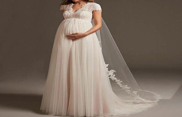 

vintage vestido de noiva empire pregnant wedding dress long sleeve lace applique maternity bridal gowns custom made7928411, White