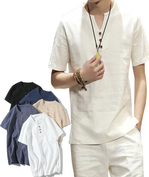 

new fashion men t shirt 2021 summer mens cotton solid casual male short sleeve chinese style tshirts plus size3914420, White;black