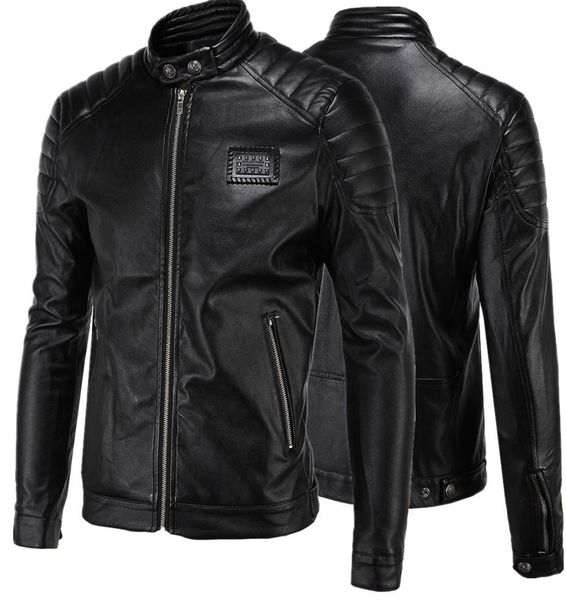 

short black 5xl jacket for mens pu leather slim mens jacket coats stand collar autumn wild motorcycle long sleeve overcoat men j162396351