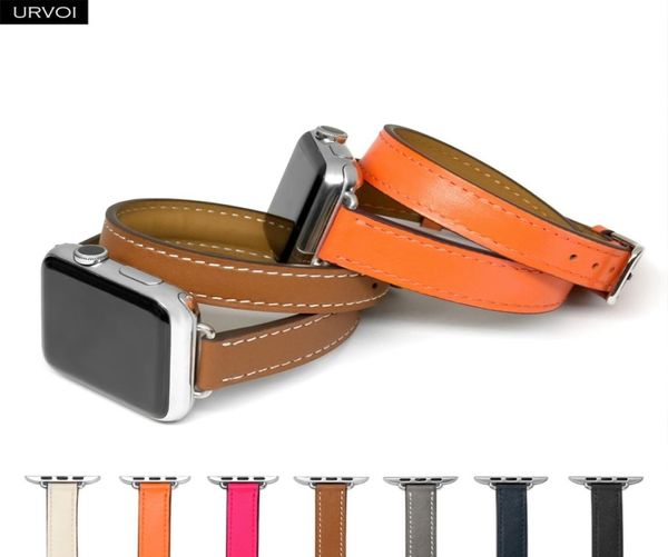 

urvoi attelage double tour for watch band series 7 6 se 5 4 321 elegant connection genuine leather strap 2205073275000, Black;brown