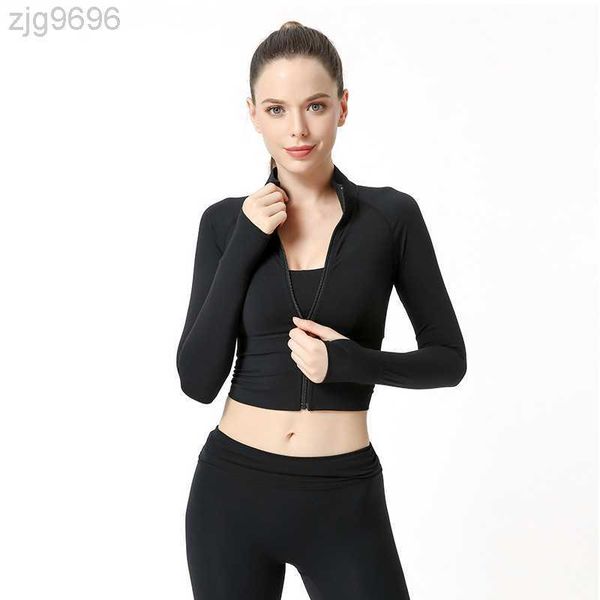 

desginer alos yoga jacketoriginal women's autumn/winter coat sportswear tight elastic running zipper fitness shirt long sleeve 23ss, Black;brown