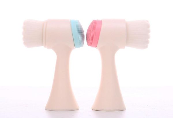 

doubleside face cleaning brush 3d silicone facial deep pore cleaner blackhead removal massage makeup brushes skin care soft hair5607737