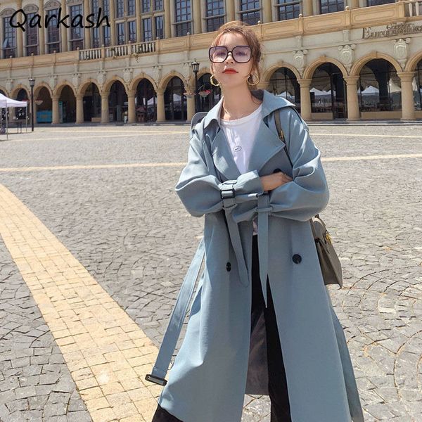 

women s suits blazers trench women loose leisure all match england overcoat autumn temperament retro double breasted office lady adjustable, White;black