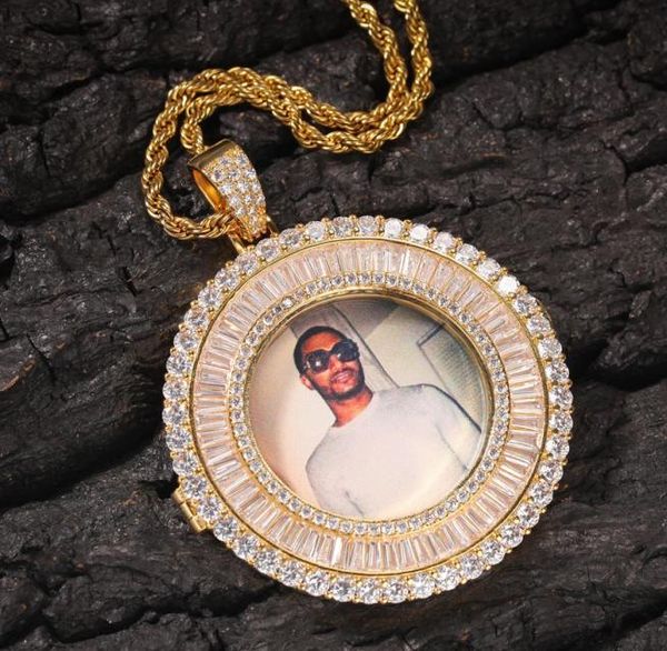 

hip hop iced out custom picture pendant necklace with rope chain copper zircon round diamond customize couple family jewelry love 6162338, Silver