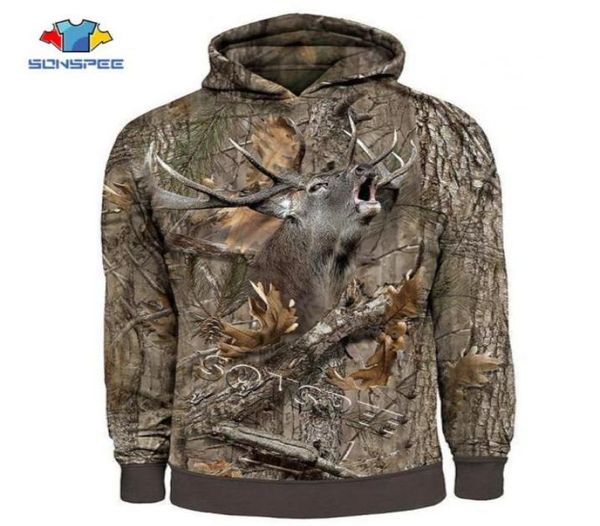 

sonspee fashion streetwear hooded sweatshirt long sleeve men women casual pullover camo hunting animals elk 3d zip hoodies hoody9513562, Black