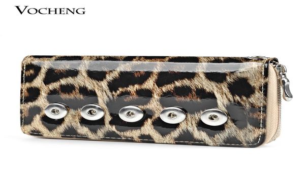 

vocheng noosa interchangeable jewelry leopard print pu wallet with 18mm ginger snap button women wallet nn1767226200, Black
