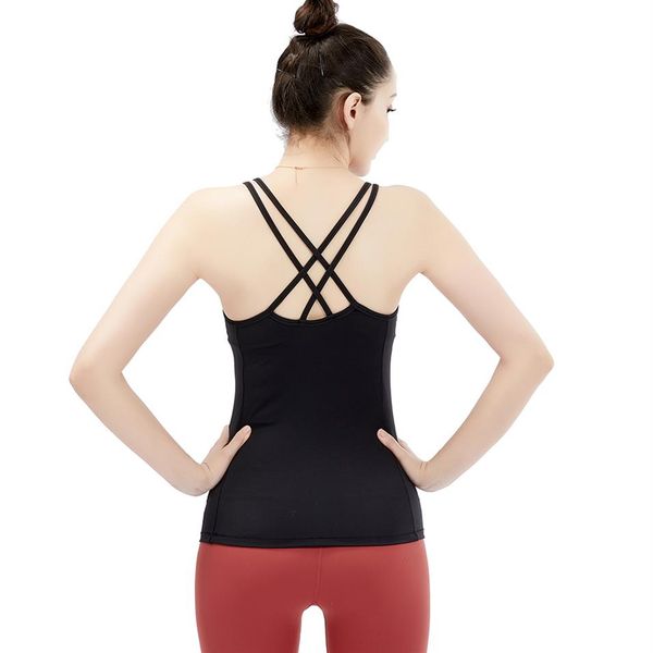 

cross back yoga sport vest women sleeveless shirts slim fit workout tank super soft yoga sports shirt with padded bra279u
