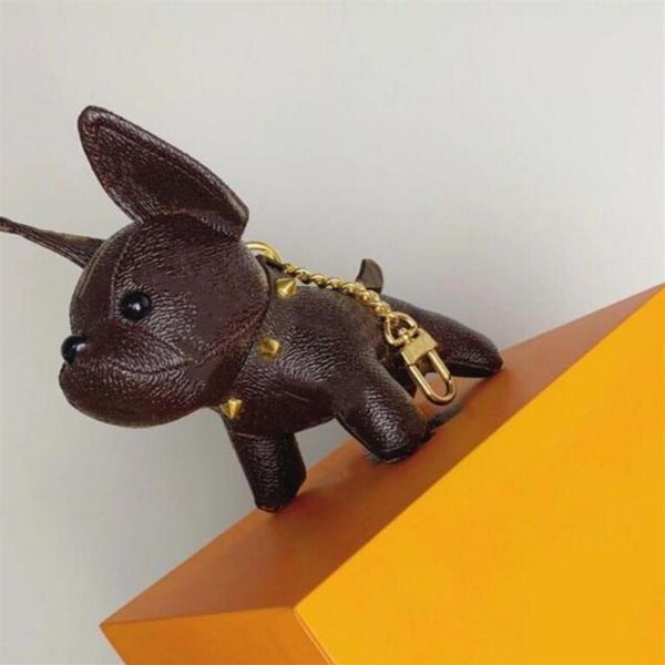 

good christmas gift accessories brand handbag decorative pendant luxury leather french fighting dog key chain237q, Black