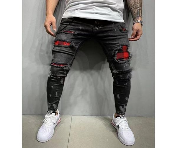 

men designer jeans fashional skinny jeans casual slim biker denim pants1821239, Blue