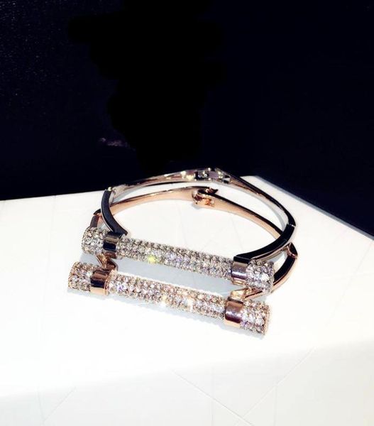 

full cz diamondstudded bangle silver rose gold bracelet for women6606513, Black