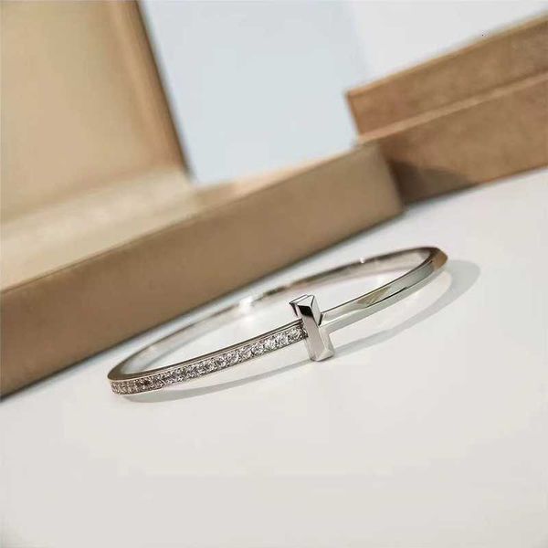 

sterling silver personalised bangle jewelry bangle lady women t letter diamonds bracelet wedding party jewelry gift, Black