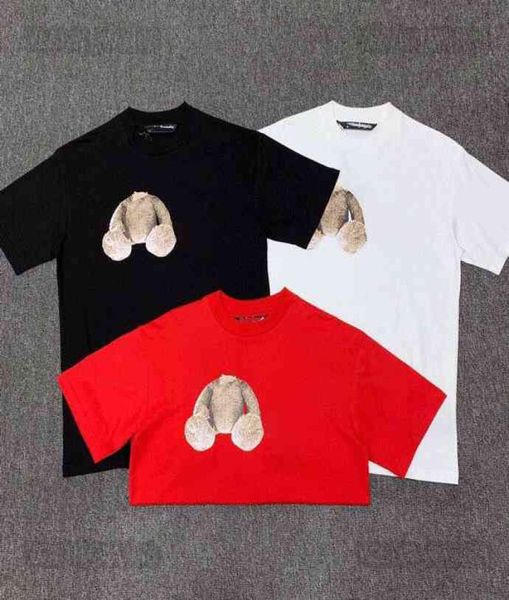 

european designer luxury summer palms angle t shirt classic bear printed fashion mens and womens leisure loose pa round collar sho8485540, White;black