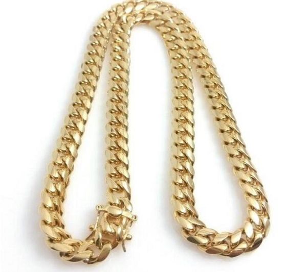 

14k yellow gold plated men miami cuban chain necklace 24quot 14mm6431076, Silver