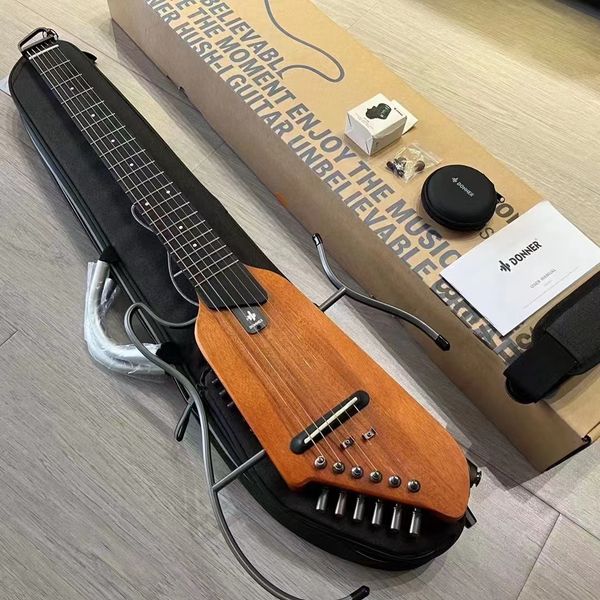 

convenient to carry, light steel string, matte acoustic guitar in wood color, portable, detachable, and headless acoustic guitar for travel,