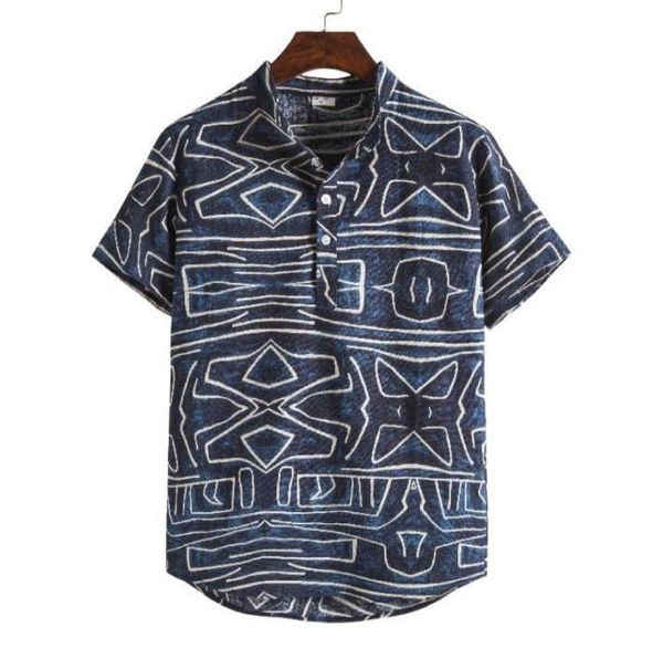 

shirts for men vacation hawaiian shirt stand collar navy summer camisas de hombre men clothing1963081, White;black