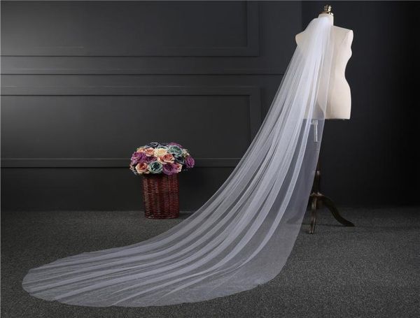 

2017 whiteivorybeigechampagnered bridal veils 153m long one layers with comb simple soft tulle wedding veil5709986, Black
