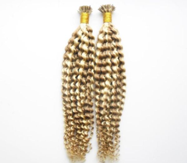 

kinky curly remy human fusion keratin hair nail i tip pre bonded capsules hair extension 200gstrands color p186135440270, Black